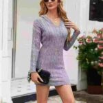 Clearance European & American Style Long Sleeve Midi Knit Bodycon Commuter Single Twist Dress Bulk Wholesale Stock - Image 5