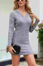Clearance European & American Style Long Sleeve Midi Knit Bodycon Commuter Single Twist Dress Bulk Wholesale Stock - Image 3