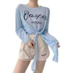 882 PCS Women's Summer Sweet Cool Thin Ice Silk Split Long Sleeve Sunscreen T-Shirt Tops, Bulk Clothing Stock Wholesale For Export - Image 8