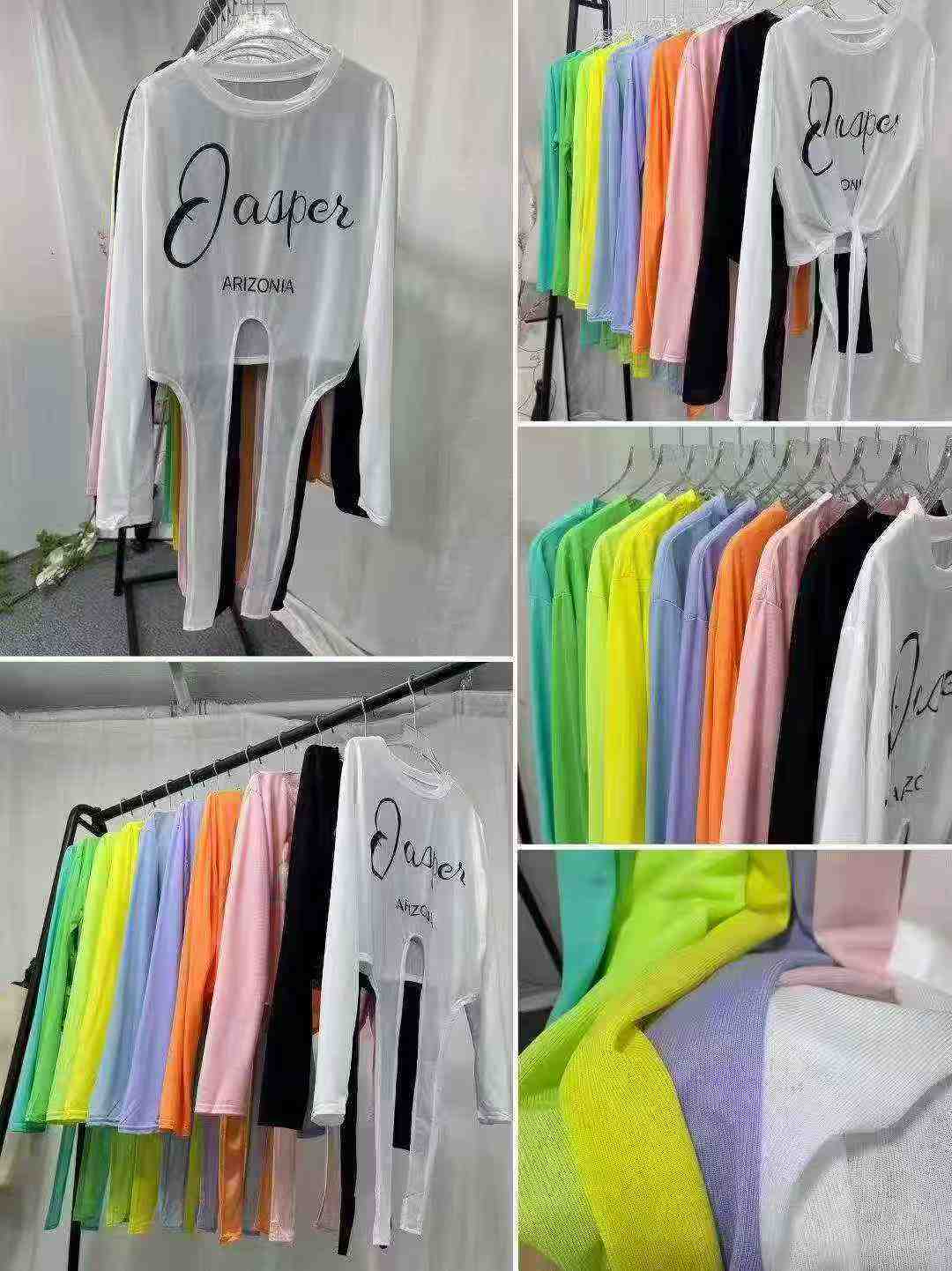 882 PCS Women's Summer Sweet Cool Thin Ice Silk Split Long Sleeve Sunscreen T-Shirt Tops, Bulk Clothing Stock Wholesale For Export - Image 2