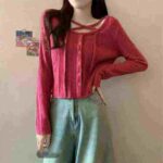 French Unique Sweet & Spicy Cropped Long Sleeve Knit Tops, 4 Colors One Size, 900 Pcs Bulk Stock Wholesale Export - Image 6