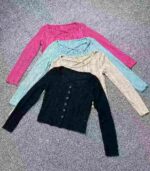 French Unique Sweet & Spicy Cropped Long Sleeve Knit Tops, 4 Colors One Size, 900 Pcs Bulk Stock Wholesale Export - Image 3