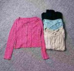 French Unique Sweet & Spicy Cropped Long Sleeve Knit Tops, 4 Colors One Size, 900 Pcs Bulk Stock Wholesale Export - Image 2
