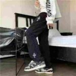 European American High Street Vibe Minimal Embroidered Men's Corduroy Wide Leg Floor-length Sweatpants Bulk Stock For Wholesale - Image 4