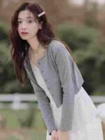 Clearance Bulk Stock Simple Fashion Short Button-up Cardigan Outerwear 4 Colors High Elasticity - Image 9