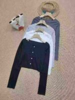 Clearance Bulk Stock Simple Fashion Short Button-up Cardigan Outerwear 4 Colors High Elasticity - Image 6