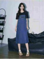 Clearance Sale Casual Fake Two-Piece Sling Loose Short Sleeve Dress Bulk Wholesale Chinese Clothing Stock Lots - Image 9