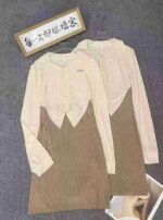 166 Pcs Elegant High Elastic Dresses Bulk Stock - Polo Neck Fake Two-piece Contrast Drawstring Dress Wholesale - Image 7