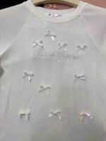 Korean Sweet Style Letter Embroidered Butterfly Detail Slim Fit Short Sleeve T-Shirt Bulk Stock Wholesale - Image 4