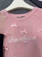 Korean Sweet Style Letter Embroidered Butterfly Detail Slim Fit Short Sleeve T-Shirt Bulk Stock Wholesale - Image 3