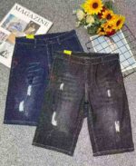 Summer New High Stretch Vintage Washed Cotton Men's Designer Denim Capri Pants Bulk Stock Wholesale - Image 9