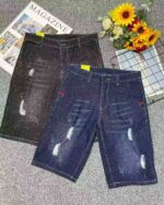 Summer New High Stretch Vintage Washed Cotton Men's Designer Denim Capri Pants Bulk Stock Wholesale - Image 8