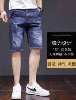 Summer New High Stretch Vintage Washed Cotton Men's Designer Denim Capri Pants Bulk Stock Wholesale - Image 6