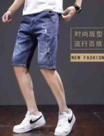 Summer New High Stretch Vintage Washed Cotton Men's Designer Denim Capri Pants Bulk Stock Wholesale - Image 4