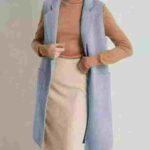 Clearance Brand Weiwen Woolen Long Vest Waistcoat Embroidered Belt Solid Blue Bulk Stock Wholesale Export - Image 6