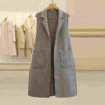 Clearance Brand Weiwen Woolen Long Vest Waistcoat Embroidered Belt Solid Blue Bulk Stock Wholesale Export - Image 5