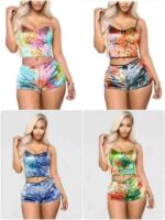 Sexy European-American Fashion Tie-dye Velvet Camisole & Shorts Two Piece Set Chinese Clothing Stock Wholesale Export - Image 9