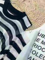 Clearance 6.6 CNY Sweet Off-shoulder Loose Striped Knit Tops For Bulk Wholesale Export - Image 2