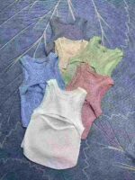 Sexy Hollow Out Vertical Texture Slim Fit Sleeveless Cropped Tank Top Bulk Clearance Wholesale - Image 5