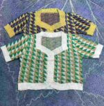 Summer Korean INS Style Vintage Plaid Colorblock Square Neck Slim Women Short Sleeve Knit Cardigan Bulk Wholesale Stock Clothing - Image 6