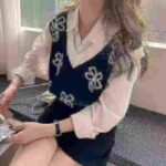 Women's Floral Colorblock Knit Sleeveless Vest Top 2026 Spring New Style Bulk Stock Clearance Wholesale - Image 9