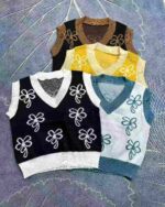 Women's Floral Colorblock Knit Sleeveless Vest Top 2026 Spring New Style Bulk Stock Clearance Wholesale - Image 4