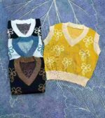 Women's Floral Colorblock Knit Sleeveless Vest Top 2026 Spring New Style Bulk Stock Clearance Wholesale - Image 3