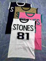 American Retro Knit T-Shirt Dress For Women Summer Colorblock Crew Neck Unique Print Loose Sleeveless Short Dress Bulk Stock Wholesale - Image 6