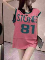 American Retro Knit T-Shirt Dress For Women Summer Colorblock Crew Neck Unique Print Loose Sleeveless Short Dress Bulk Stock Wholesale - Image 4