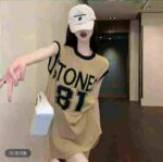 American Retro Knit T-Shirt Dress For Women Summer Colorblock Crew Neck Unique Print Loose Sleeveless Short Dress Bulk Stock Wholesale - Image 2