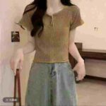 Summer Stylish Versatile Thin Hollow Out Tie Knit Blouses | Chinese Clothing Stock Lots Bulk Wholesale - Image 9