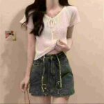 Summer Stylish Versatile Thin Hollow Out Tie Knit Blouses | Chinese Clothing Stock Lots Bulk Wholesale - Image 8