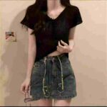 Summer Stylish Versatile Thin Hollow Out Tie Knit Blouses | Chinese Clothing Stock Lots Bulk Wholesale - Image 7