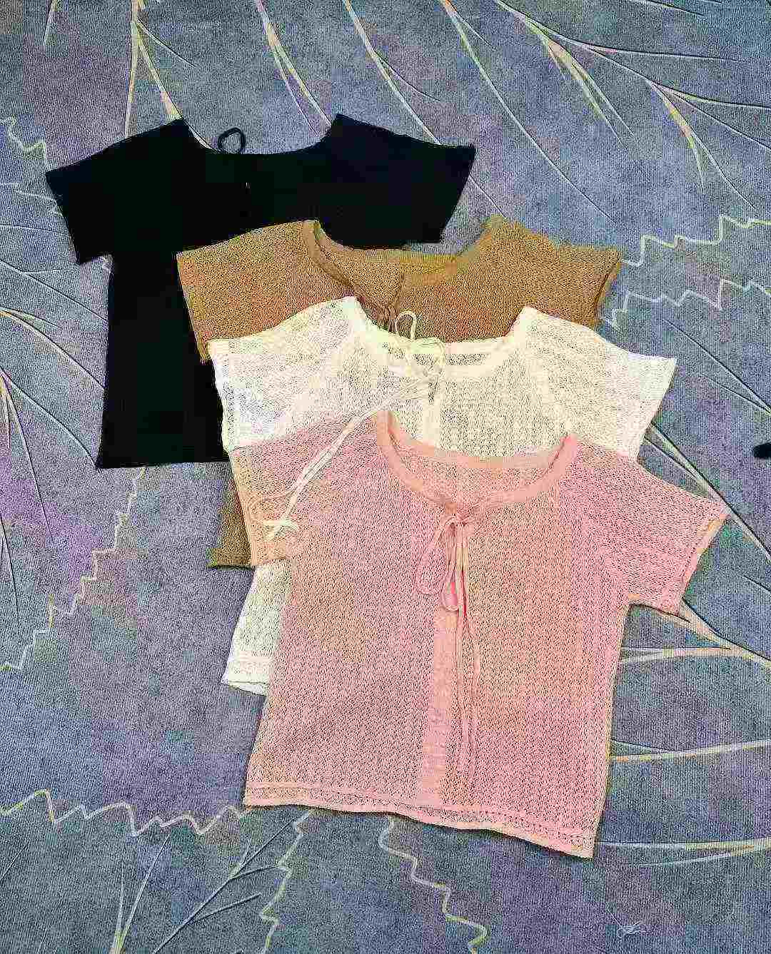 Summer Stylish Versatile Thin Hollow Out Tie Knit Blouses | Chinese Clothing Stock Lots Bulk Wholesale - Image 2