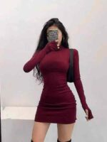 Clearance Sale Ribbed Cotton Bodycon Knit Dresses Chinese Clothing Stock Wholesale Export - Image 9