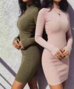 Clearance Sale Ribbed Cotton Bodycon Knit Dresses Chinese Clothing Stock Wholesale Export - Image 7