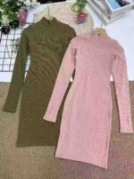 Clearance Sale Ribbed Cotton Bodycon Knit Dresses Chinese Clothing Stock Wholesale Export - Image 4