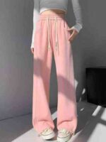 1217 Pcs American Style Women's Drawstring Casual Loose High Waist Straight Wide Leg Sweatpants Bulk Stock For Wholesale - Image 7