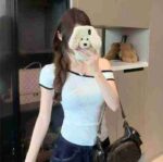 Bulk Stock 461 Pcs Sexy Women's Off-shoulder Asymmetric Color-block Knit Short Sleeve Tops - Image 6