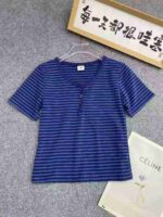 American Style Cotton Striped Regular Shoulder Short Sleeve T-Shirts Bulk Stock Wholesale For Export - Image 9