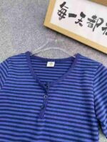 American Style Cotton Striped Regular Shoulder Short Sleeve T-Shirts Bulk Stock Wholesale For Export - Image 7