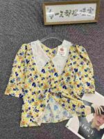 70 Pcs Unique Design Floral Blouses Retro Lace Trim Puff Sleeve Bulk Stock Wholesale Export - Image 8