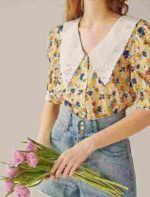 70 Pcs Unique Design Floral Blouses Retro Lace Trim Puff Sleeve Bulk Stock Wholesale Export - Image 5