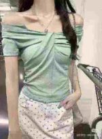 125 Pcs French Sweet & Spicy Off-shoulder Short Sleeve Tops | Bulk Stock Clothing for Wholesale - Image 6