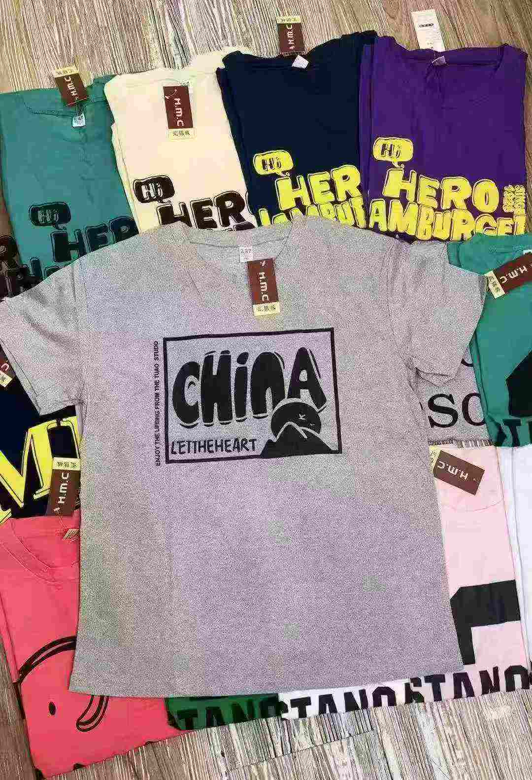 Bulk Clearance Unisex Pique Cotton Short Sleeve T-Shirts Chinese Clothing Stock Lots Wholesale - Image 1