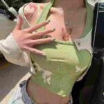 Clearance Bulk American Retro Trendy Halter Tie Cami Tank Tops For Wholesale Export - Image 8