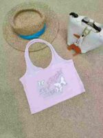 Clearance Bulk American Retro Trendy Halter Tie Cami Tank Tops For Wholesale Export - Image 6