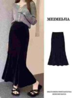 Bulk Clearance 1238 Pcs Gold Velvet Mermaid Bodycon Elastic High Waist Skirts Fall Winter Chinese Clothing Stock Wholesale - Image 9