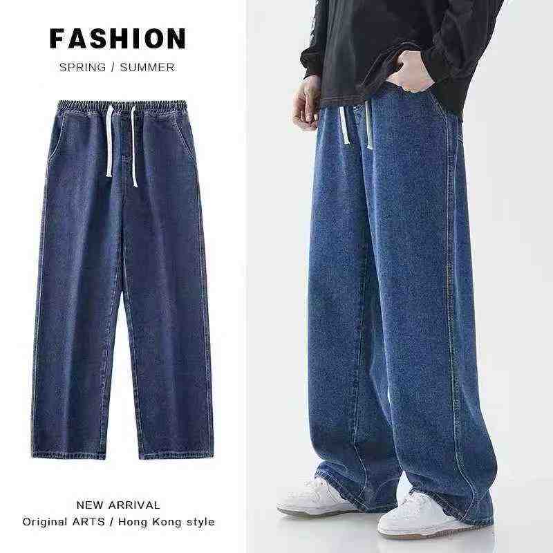 High Stretch Elastic Waist Men's Loose Jeans Chinese Clothing Stock Lots Bulk Wholesale For Export - Image 1
