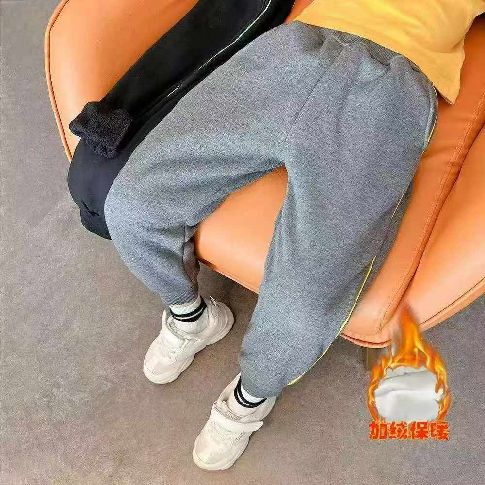 Bulk Stock 360 Pieces Polar Fleece Lined Kids Sweatpants, Winter Thickened Unisex Kids Casual Long Pants Sizes 90-120 Black Grey - Image 1